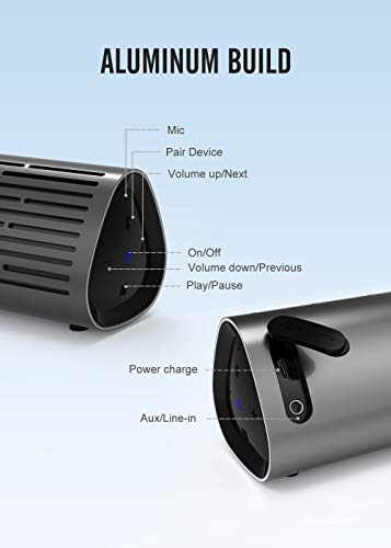 Meidong 2110 Bluetooth Speakers Portable Wireless Speaker with 12W Rich Deep Bass, Waterproof IPX5 Shower Splash Proof/Premium Aluminum Shell/12 Hours Playtime/Perfect for Christmas Gift