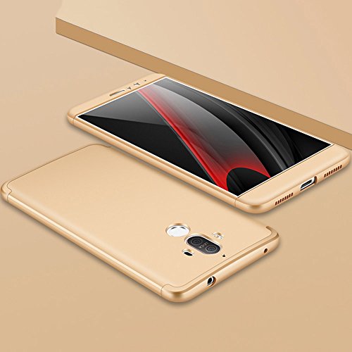 Huawei Mate 9 Case,360 Degree Full Cover Removable Hard PC Frame 3 in 1 Shockproof Hybird Slim Tough Armor Phone Case for Huawei Honor 8 Pro/V9/6X/GR5 2017/Mate 9 (Mate 9, Gold)
