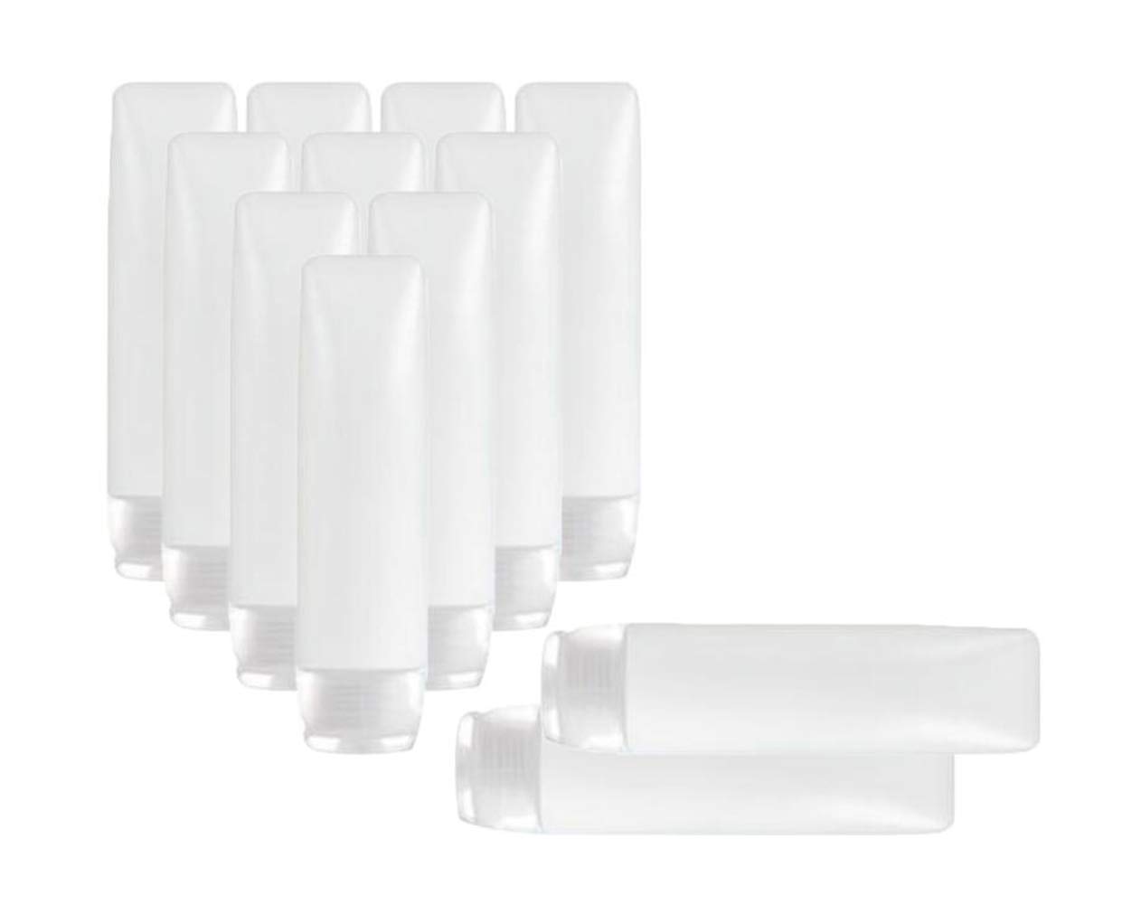 12PCS 30g Empty Refillable Travel Plastic Soft Tubes Make up Lotion Cosmetic Bottles Container with Flip Cap for Facial Cleanser Shampoo Cleanser Shower (Clear)