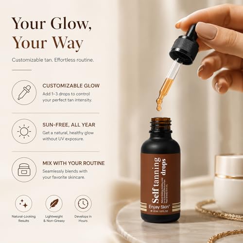 30ml Self Tanning Drops, Self Tanning Drops, Tan Shine for All Skin Types, Custom Tan, a Sunless Tanning Effect(Brown)