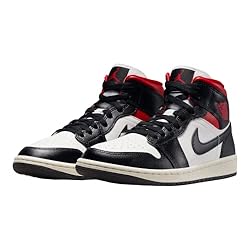 Jordan Women's WMNS Air 1 MID, Black/Gym Red Sail, 8