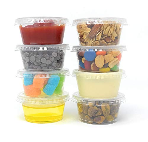 8 oz Plastic Food Storage Containers with Lids (50 sets) - Restaurant Deli Cups/Great for Slime, Party Supplies, Meal Prep and Portion Control - Leakproof and Microwave Safe - BPA Free