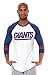 Ultra Game NFL Men's Super Soft Raglan Baseball Long Sleeve T-Shirt, New York Giants, White, X-Large