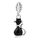 Charmed Craft Cute Black Cat Charms Animal Crystal Dangle Charms Beads for Bracelets
