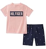 Tommy Hilfiger Boys' 2 Pieces Shorts Set, Pink/Navy, 2T