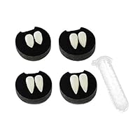 HanYoer Halloween Vampire Teeth, Vampire Teeth Fangs Halloween Party Cosplay Props Horror False Teeth Props Party Favors(4 Pairs + 1 Tube Teeth Pellets Adhesive)