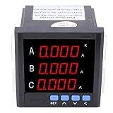 Akozon AC Ammeter Voltmeter Digital LED Three-Phase AC Ammeter Voltmeter Programmable Amp Volt Meter True RMS Measurement(Black)