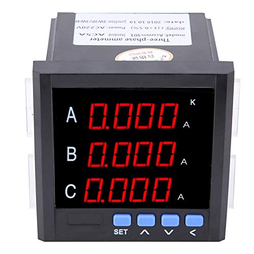 Akozon AC Ammeter Voltmeter Digital LED Three-Phase AC Ammeter Voltmeter Programmable Amp Volt Meter True RMS Measurement(Black)