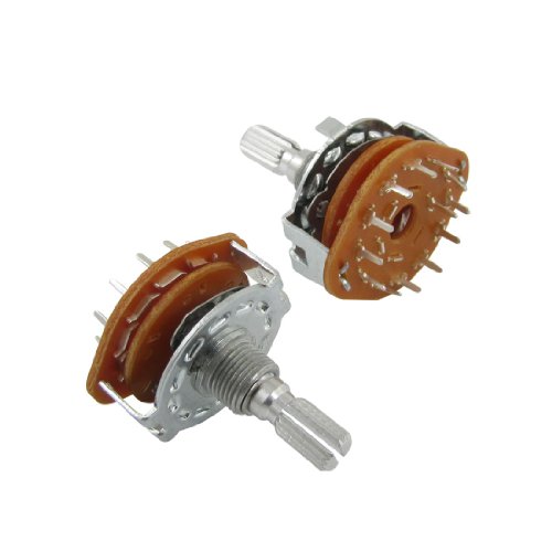 uxcell Split Shaft AC 125V 0.3A 250V 0.6A 1 Pole 12 Positions Rotary Switch (Bag of 2)