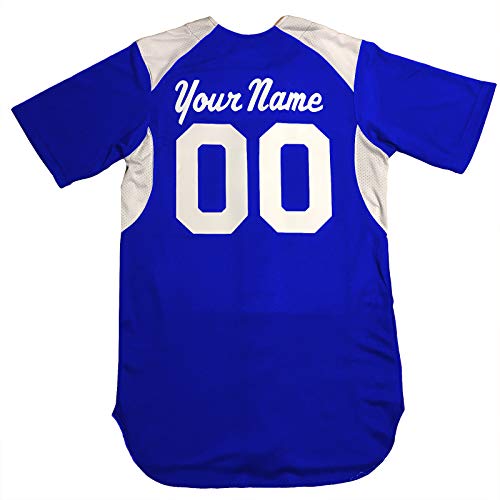 3 Color Customized Baseball Jersey Adult Large in Royal Blue and White
