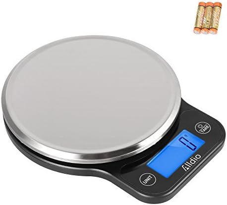 Digital Kitchen Scale by Assemer, Multifunction Precise Cooking and Baking Scale From 0.04oz (1g) to 11lb, Elegant Black,Stainless Steel-Batteries Included