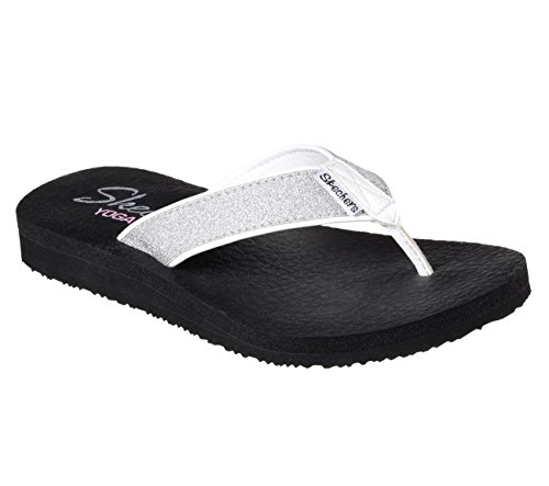 Skechers Women's Meditation Unicorn Dust Flip-Flop,White,US 10 M