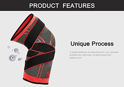 Adjustable Athletics Knee Brace Compression Sleeve by Maskali - Support for all sports - Joint Pain Relief and Improve your Performance-Single Wrap (X-Large, Red)