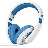 RockPapa On Ear Stereo Headphones Earphones for Adults Kids Childs Teens, Adjustable, Heavy Deep Bass for iPhone iPod iPad MacBook Surface MP3 DVD Smartphones Laptop (White/Blue)