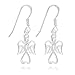 925 Sterling Silver Guardian Angel Cross Dangle Earrings