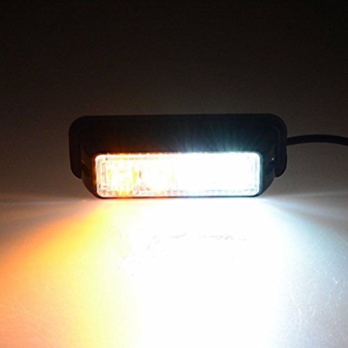 Favson 4 LED Strobe Lights for Trucks Cars Van with High Intensity White&Yellow Emergency Flasher(2 pcs) - Thumbnail 5