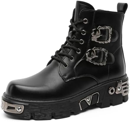 Amazon.com | Y2K Industrial Gothic Faux Leather Platform Combat