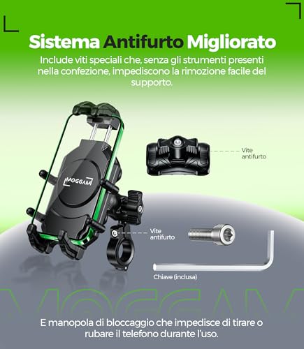 MOGGAM Anti-Vibration Anti-Theft Trail Ultra Resistant Mobile Phone Holder for Handlebar Compatible with Roasted Smartphones 5.4 to 7.2 Inches Phone Holder for Motorcycles Adventure Enduro Touring Offroad