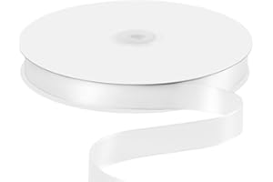 Quhora 5/8" x 100 Yards Satin Ribbon - White Silk Ribbon with Spool - Ideal for Gift Wrapping, Floral Bouquets, Crafts, Wedding Party Decorations, Christmas and Sewing Projects