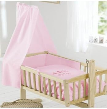 pink swinging crib
