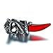 BOHO Jewelry Mens Stainless Steel Pendant Necklace Crystal Silver Dragon Wolf Tooth Tribal (Red)