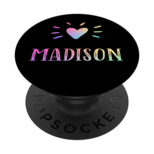 Madison Gift Heart Rainbow Watercolor Love Name Madison PopSockets PopGrip: Swa…