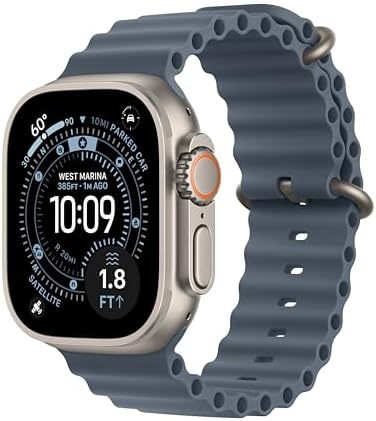 Apple Watch Ultra 3 [GPS + Cellular 49mm] Running & Multisport Smartwatch w/Rugged Titanium Case w/Anchor Blue Ocean Band. Satellite Communications, Advanced Health & Fitness Tracking