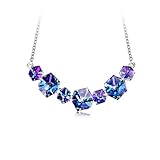 Change Color Crystal Necklace PLATO H Smiling Womens Fashion Pendant Necklace Purple Necklace Pendant with Swarovski Cubic Crystal Gradient Purple, 18