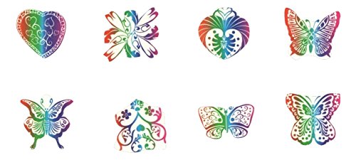 Rainbow Glitter Tattoos (8 Tattoos, 8 Styles; 1.5" Each)