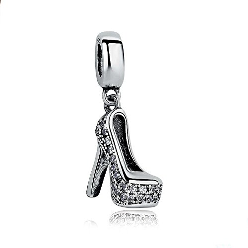 Antique 925 Sterling Silver Beads High Heel Shoes Charm for Women Charms Bracelet & Necklace