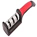 LPVLUX Kitchen Knife Sharpener - Stainless Steel 3-Stage Chef Knife Sharpening Tool With V-Slots For Shaping, Repairing & Polishing Blades - For Straight & Serrated Knives - Non-Slip Grip Base