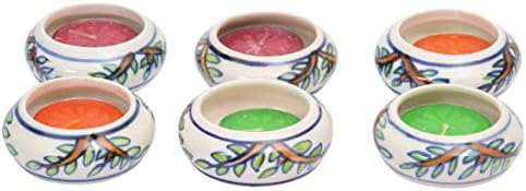 VEDIKA CRAFT Ceramic Hand Painted Diya (2.5 cm x 3.5 cm x 2.5 cm, Pack of 6)