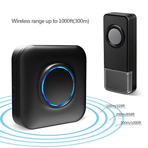 Wireless Doorbell Chime,BITIWEND Wireless Door Bell,Waterproof Cordless Door Chime Kit with 1000ft Range, 52 Ringtones,4 Level Volume,LED Indicator Door Bell,3 Push Buttons & 2 Receivers