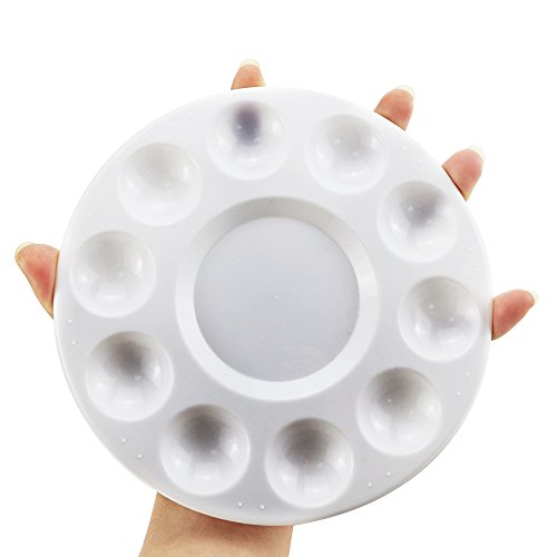 Weoxpr White Generic Round Paint Tray Palettes for DIY Craft Professional Art Painting - 12 Pack