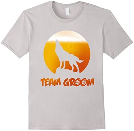 Mens TEAM GROOM - Bachelor Wolfpack and Hangover Party T-SHIRT Medium Silver