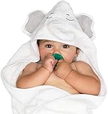 Baby Hooded Towel, Boys Girls Bamboo Elephant | Premium Hypoallergenic Ultra Thick & Soft with Animal Ears | Lasts Through Washes, Fast Dry, Extra Absorbent Toddler, Infant Baby Bath Towels with Hood