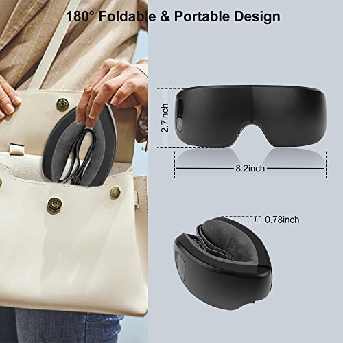 Kyltoor Eye Massager with Heat, Smart Eye Massager for Migraines with Bluetooth Music Foldable Heated Eye Massager 6 Modes for Dry Eyes Migraines Dark Circles Puffiness Improve Sleep