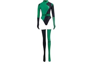 CosplayDiy Women's Shego Cosplay costume Super Villains Shego Bodysuit Jumpsuit with Gloves