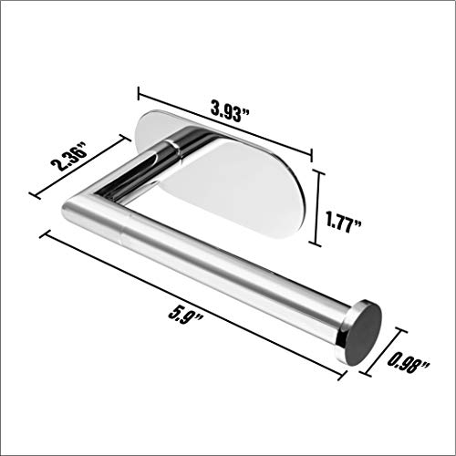Polarduck Self Adhesive Toilet Paper Holder Chrome, 3M Toilet Paper Holder, SUS 304 Stainless Steel, Toilet Paper Roll Holder No Drilling for Bathroom & Kitchen (Silver)