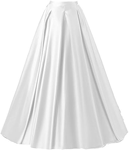 Duraplast Women's Fashion Long Skirt Formal Satin A-Line Skirt High Waist
