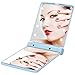 Tavel Mirror -YUSONG Lighted Folding Compact Led Mirrors, Handheld Makeup Mini Mirror, Portable Cosmetic Mirror Pocket Purse Size Bright Light Up In Dark Focus Illuminated Mirrors (Blue)