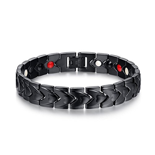 Men's Black Stainless Steel Element Energy Magnetic Therapy Link Bracelet With Free Link Removal Kit Men's Black Stainless Steel Element Energy Magnetic Therapy Link Bracelet With Free Link Removal Kit