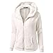 nurrat Women Fashion Solid Long Sleeve Hooded Front Zipper Plush Sweatshirt Coat Cardigans
