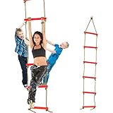 6.5 ft. Climbing Rope Ladder for Kids - Swing Set Accessories - Playground Hanging Ladder for Swing Set - Tree Ladder Toy for Boys Children, Climbing Ladder Toy Exercise Equipment(red)