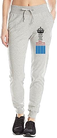 Womens Keep Calm And Love Ball Badminton Star &amp; Striped Flag Elastic Bottom Long Active Jersey Pants Sweatpants Sportswear Activewear Harem Trousers Gifts With Drawstring