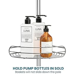 ALLZONE Corner Shower Caddy Tension Pole, 4-Tier