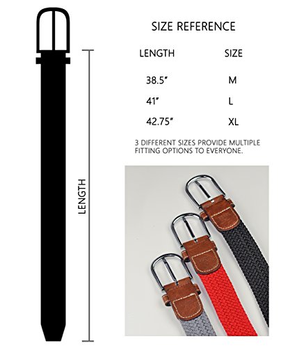 NYFASHION101 Rounded Metal Buckle Brown Inlay Elastic Braided Woven Stretch Belt, Black - XL