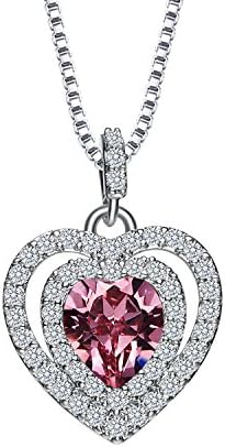 Xingzou October Birthstone Necklace Pendant for Aunt, Lady Rose Heart Crystals from Swarovski Jewellery