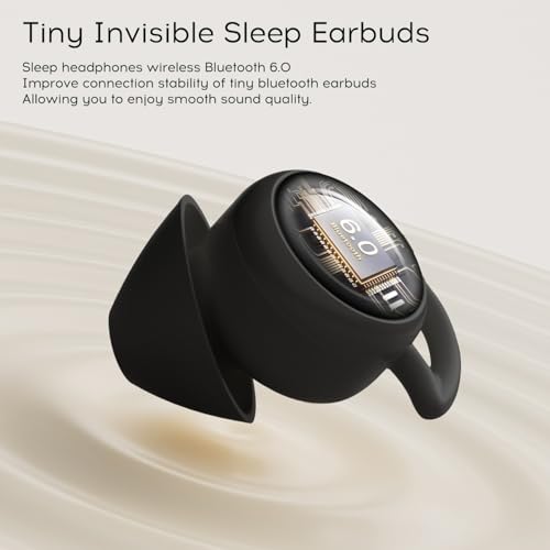 sunvito Sleep Earbuds for Side Sleepers, Mini Invisible Wireless Bluetooth 6.0 Micro Sleep Headphones, Hidden Earbuds with LED Screen for Small Ears Sleeping, Exercise, Working, Hiking