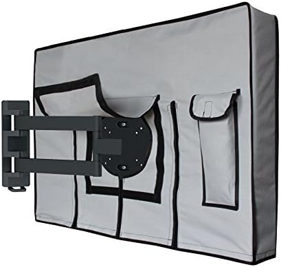 Outdoor TV Cover - 50” – 52” | FREE Microfiber Cloth | Weatherproof protection for 50” – 52” Flat Screen, LED, LCD, Plasma Screens – Fits Wall &amp; Standard Mounts – Grey